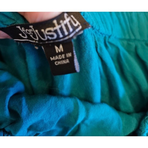 J for Justify Romper Size Medium Green Strapless Pompom hem - Picture 3 of 11